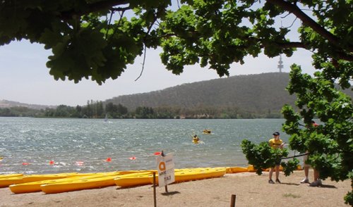 The windsurfers had a fair pace out there, but didnt offer a tow! The choppy lake