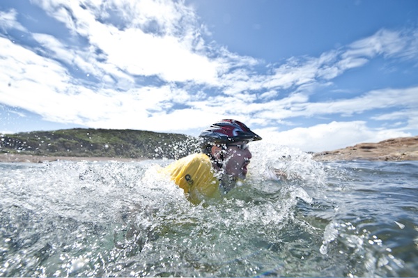 Image take by Mark Watson of Incite Images, courtesy of AROC Sports. The Captain swimming in Nelson Bay